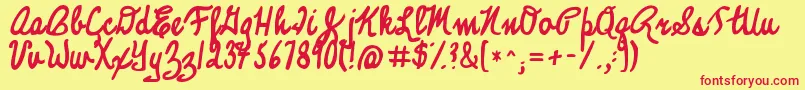 Fonte Kglegacyofvirtue – fontes vermelhas em um fundo amarelo