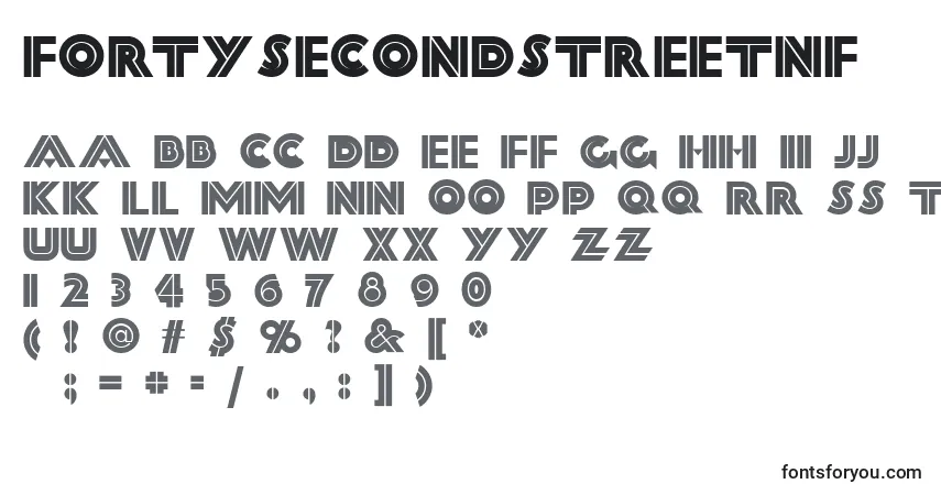 Schriftart FortySecondStreetNf – Alphabet, Zahlen, spezielle Symbole