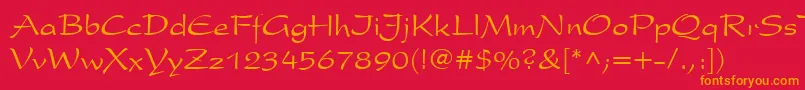 フォントPresidentCyr – 赤い背景にオレンジの文字