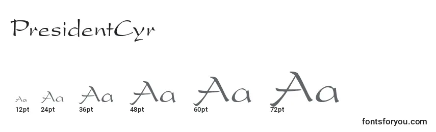 PresidentCyr Font Sizes