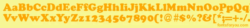 CocosdbNormal-fontti – oranssit fontit keltaisella taustalla