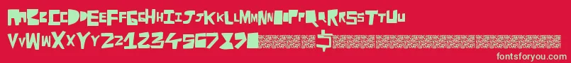 Cutaway Font – Green Fonts on Red Background