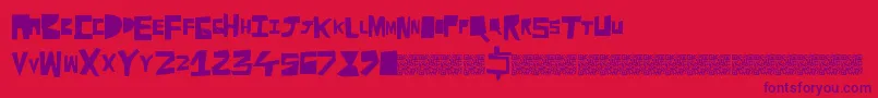 フォントCutaway – 赤い背景に紫のフォント
