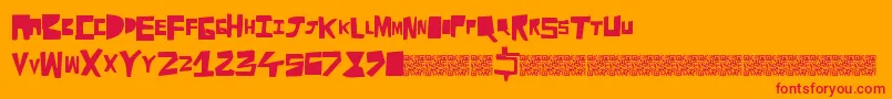 Cutaway Font – Red Fonts on Orange Background