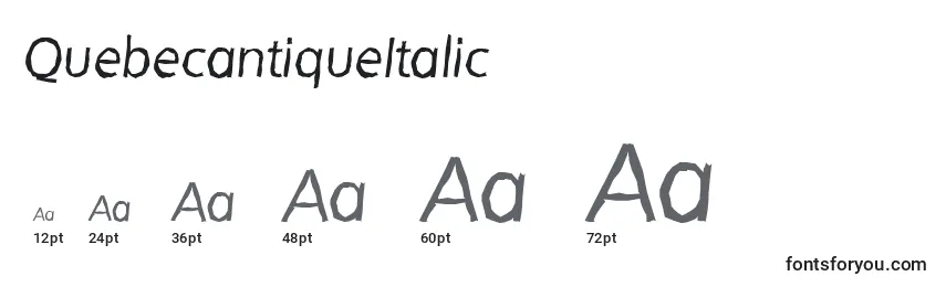 Размеры шрифта QuebecantiqueItalic