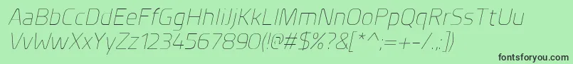 PlanerExtralightitalic Font – Black Fonts on Green Background