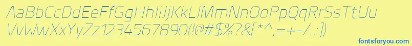 PlanerExtralightitalic Font – Blue Fonts on Yellow Background