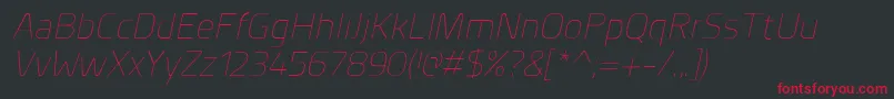 PlanerExtralightitalic Font – Red Fonts on Black Background
