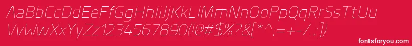 PlanerExtralightitalic Font – White Fonts on Red Background