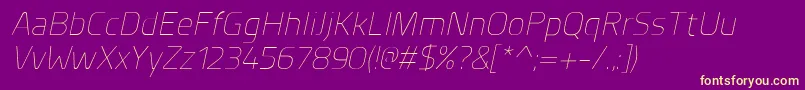 PlanerExtralightitalic Font – Yellow Fonts on Purple Background