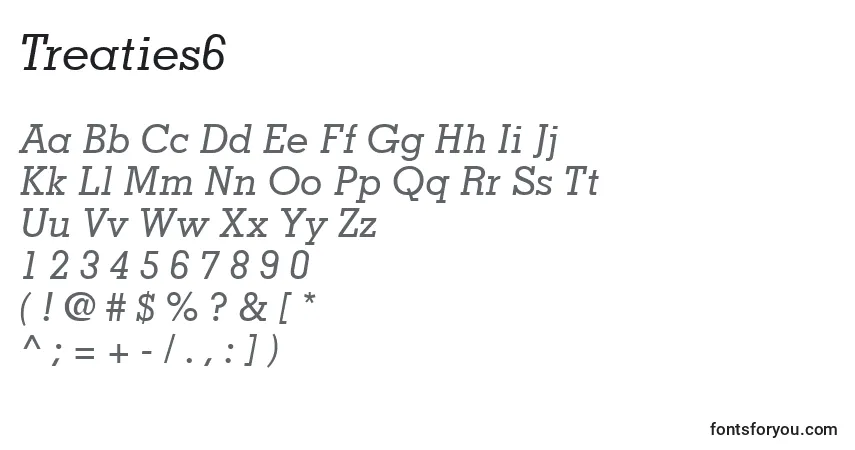 Шрифт Treaties6 – алфавит, цифры, специальные символы