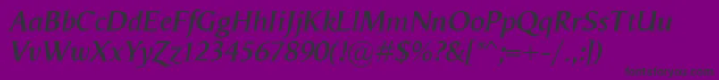 VegaAntikvaSemibolditalic-fontti – mustat fontit violetilla taustalla