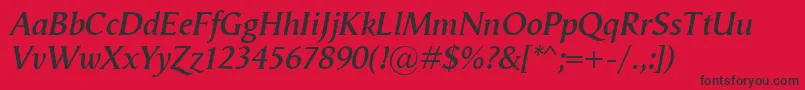 VegaAntikvaSemibolditalic Font – Black Fonts on Red Background