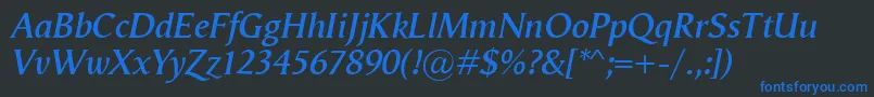 VegaAntikvaSemibolditalic Font – Blue Fonts on Black Background