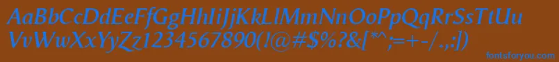 VegaAntikvaSemibolditalic Font – Blue Fonts on Brown Background