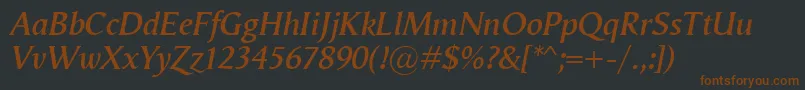 VegaAntikvaSemibolditalic Font – Brown Fonts on Black Background