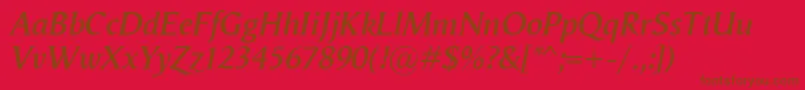 VegaAntikvaSemibolditalic Font – Brown Fonts on Red Background