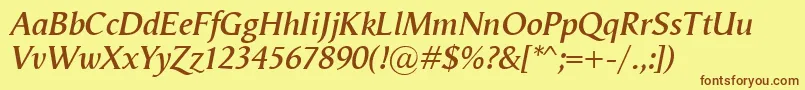 VegaAntikvaSemibolditalic Font – Brown Fonts on Yellow Background