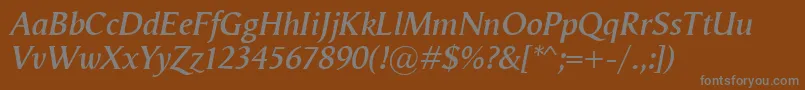 VegaAntikvaSemibolditalic Font – Gray Fonts on Brown Background