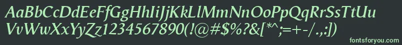 VegaAntikvaSemibolditalic Font – Green Fonts on Black Background