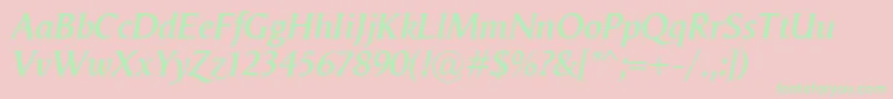 VegaAntikvaSemibolditalic Font – Green Fonts on Pink Background