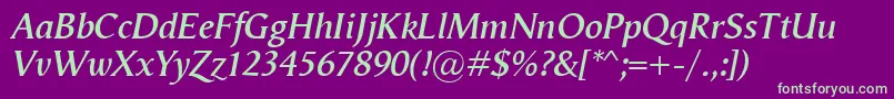 VegaAntikvaSemibolditalic Font – Green Fonts on Purple Background