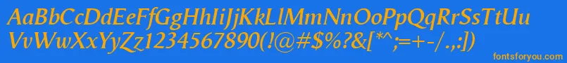 VegaAntikvaSemibolditalic Font – Orange Fonts on Blue Background