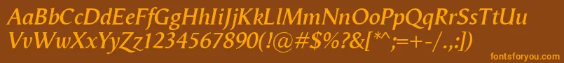 VegaAntikvaSemibolditalic Font – Orange Fonts on Brown Background