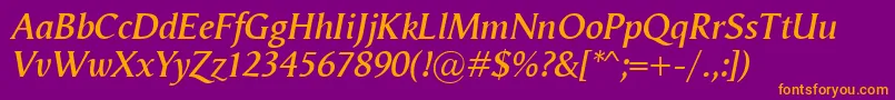 VegaAntikvaSemibolditalic Font – Orange Fonts on Purple Background