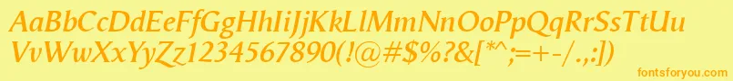VegaAntikvaSemibolditalic Font – Orange Fonts on Yellow Background