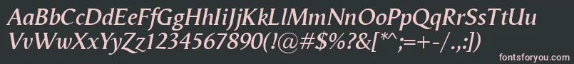 VegaAntikvaSemibolditalic Font – Pink Fonts on Black Background