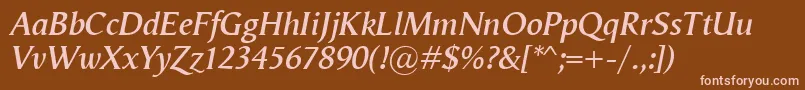 VegaAntikvaSemibolditalic Font – Pink Fonts on Brown Background