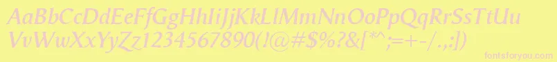 VegaAntikvaSemibolditalic Font – Pink Fonts on Yellow Background