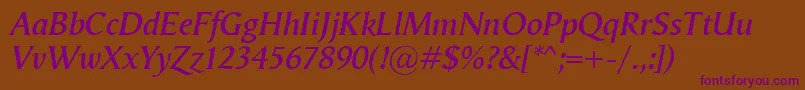 VegaAntikvaSemibolditalic Font – Purple Fonts on Brown Background