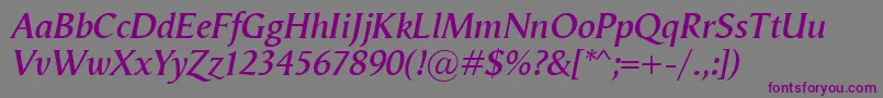 VegaAntikvaSemibolditalic Font – Purple Fonts on Gray Background