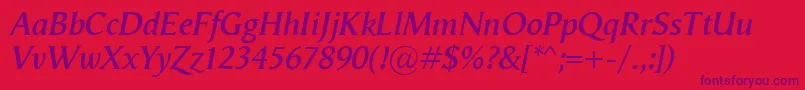 VegaAntikvaSemibolditalic Font – Purple Fonts on Red Background