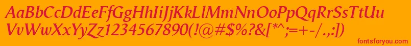 フォントVegaAntikvaSemibolditalic – オレンジの背景に赤い文字