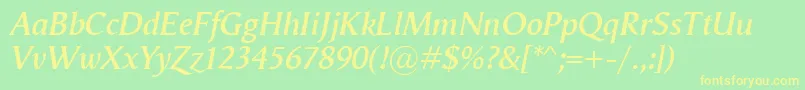 VegaAntikvaSemibolditalic Font – Yellow Fonts on Green Background