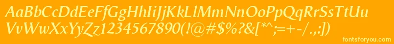 VegaAntikvaSemibolditalic Font – Yellow Fonts on Orange Background