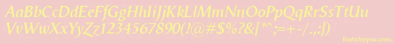 VegaAntikvaSemibolditalic Font – Yellow Fonts on Pink Background