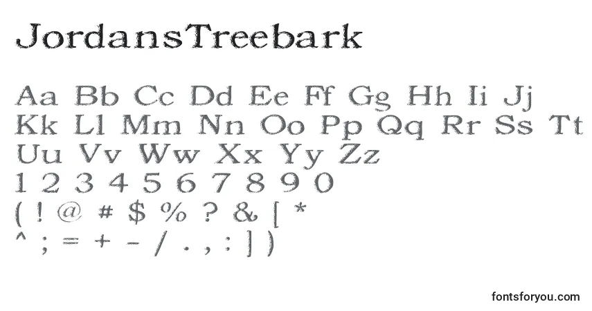 JordansTreebark-fontti – aakkoset, numerot, erikoismerkit