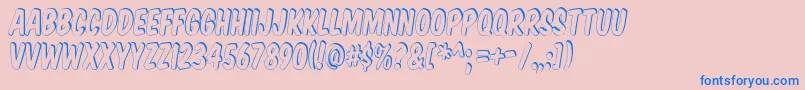 KomikaTitleShadow-Schriftart – Blaue Schriften auf rosa Hintergrund