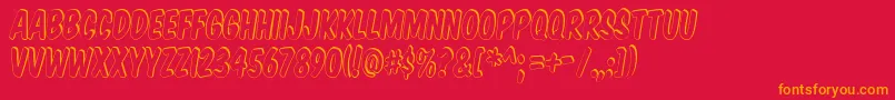 KomikaTitleShadow-fontti – oranssit fontit punaisella taustalla