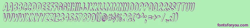 KomikaTitleShadow-Schriftart – Violette Schriften auf grünem Hintergrund