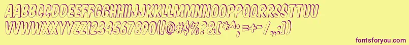 KomikaTitleShadow-fontti – violetit fontit keltaisella taustalla
