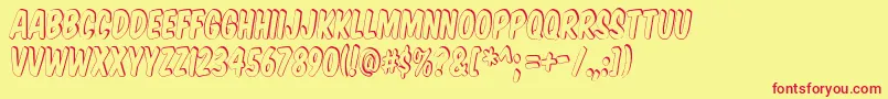 KomikaTitleShadow-fontti – punaiset fontit keltaisella taustalla