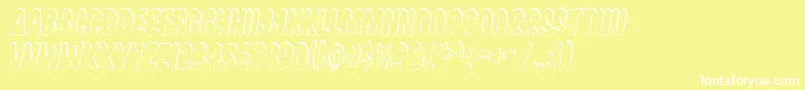 KomikaTitleShadow-fontti – valkoiset fontit keltaisella taustalla