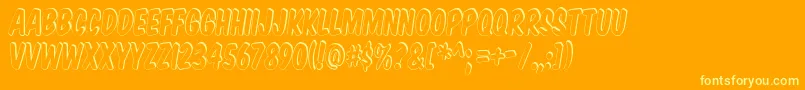 KomikaTitleShadow-fontti – keltaiset fontit oranssilla taustalla