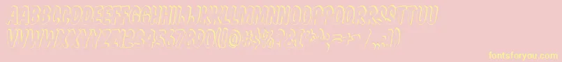 KomikaTitleShadow-Schriftart – Gelbe Schriften auf rosa Hintergrund