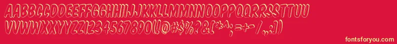 フォントKomikaTitleShadow – 黄色の文字、赤い背景